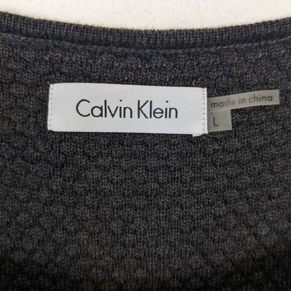 Calvin Klein Charcoal Stripe Flared Knit Sweater Dress - Picture 5 of 7